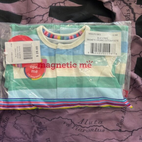 Magnetic Me Blue and Green Striped Kids Pajamas - Picture 2 of 3